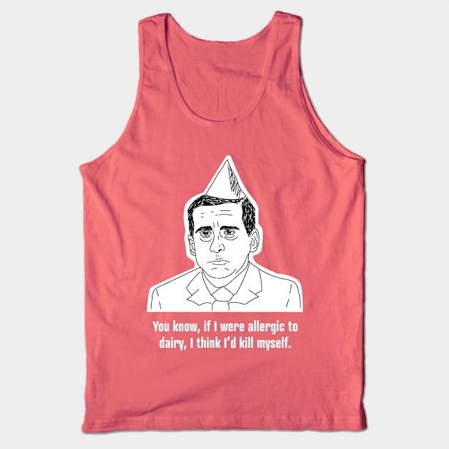 Michael Scott • Allergic to Dairy • The Office Black Shirt Tank Top by FalconArt